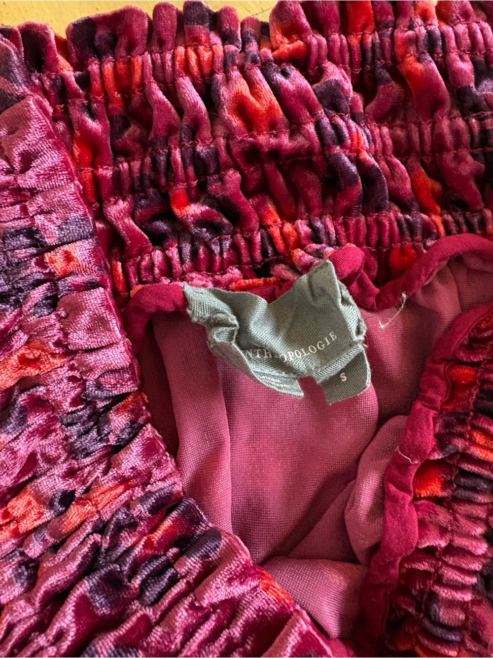 The Somerset Maxi Skirt Anthro Velvet Tiered Pink Multi Floral Pockets Small - Picture 7 of 9